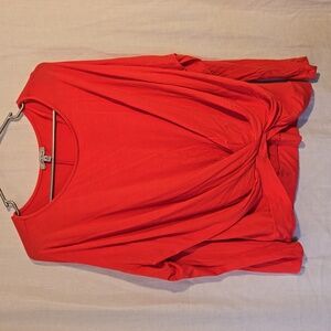 White Birch Medium Peachy orange shirt Long Sleeve Knot Tie Front